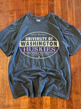 Vintage University of Washington Huskies Collegiate Gray Graphic T-shirt L
